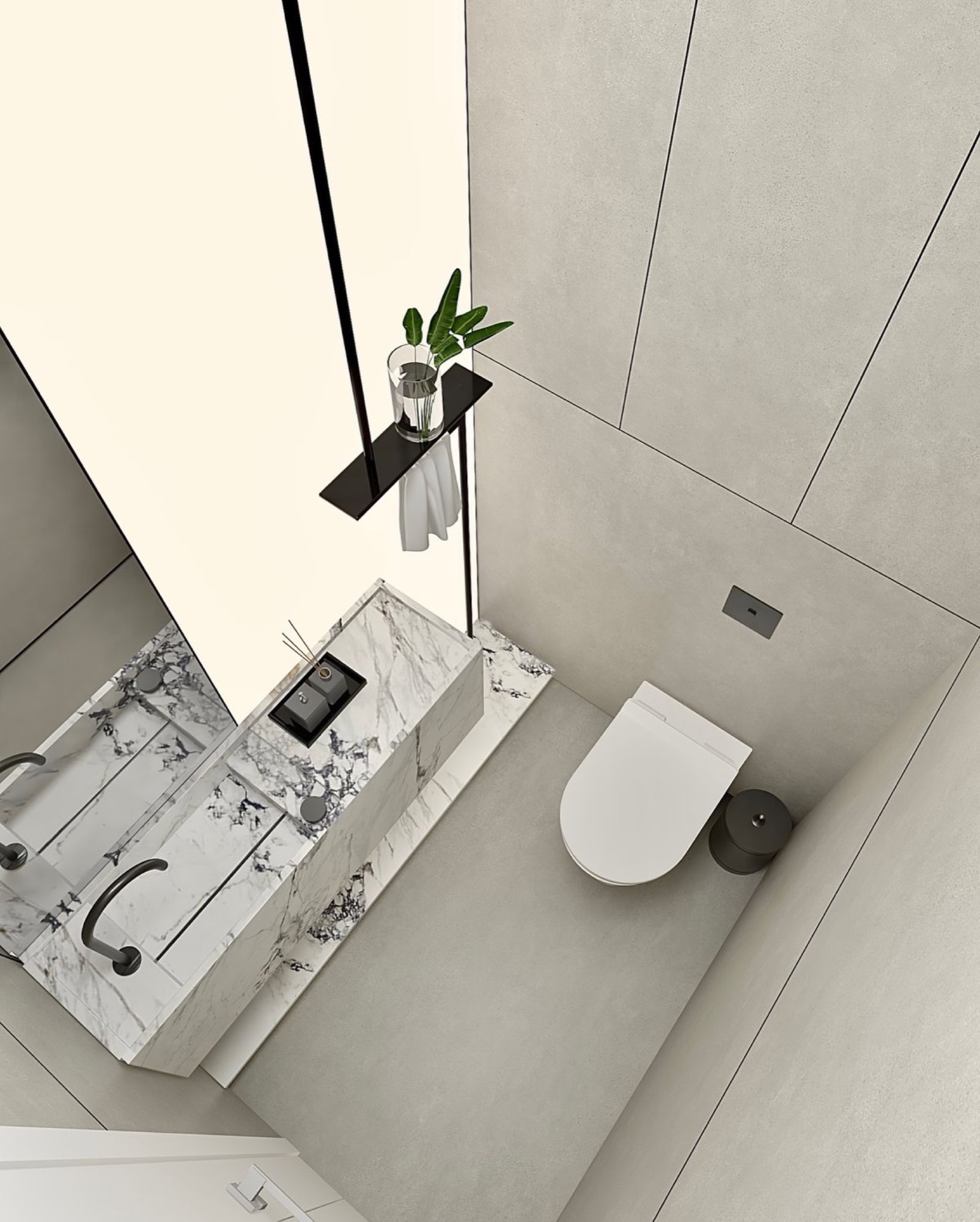 Minimal lavabo üst görünüş — Porselen lavabo teknik anlatımı